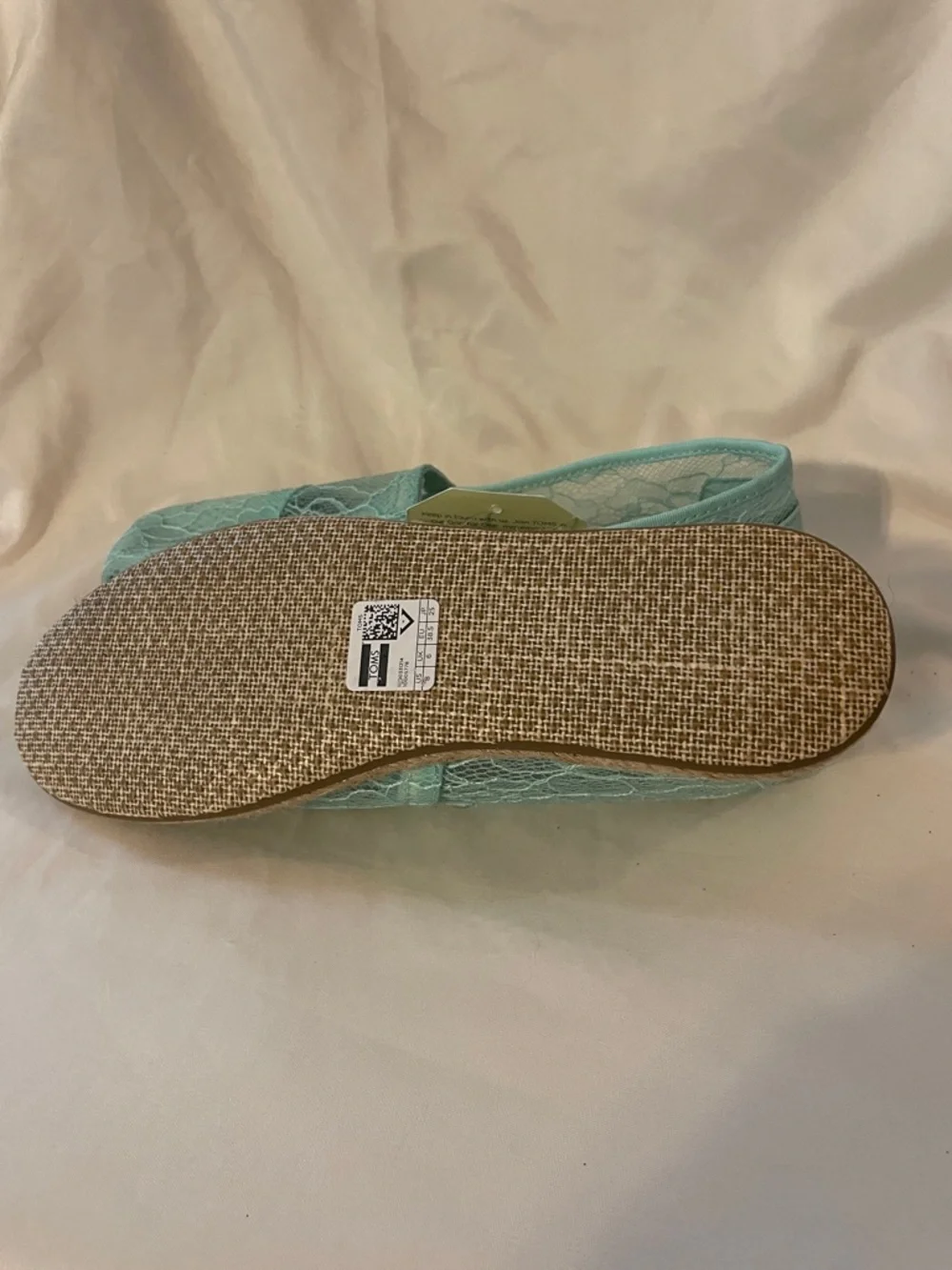 New TOMS Mint Lace Espadrille Slip-On Flats size 8